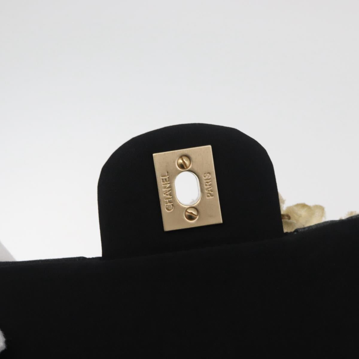CHANEL Matelasse 25 Chain Shoulder Bag cotton Gold Black CC Auth LNZ255SM