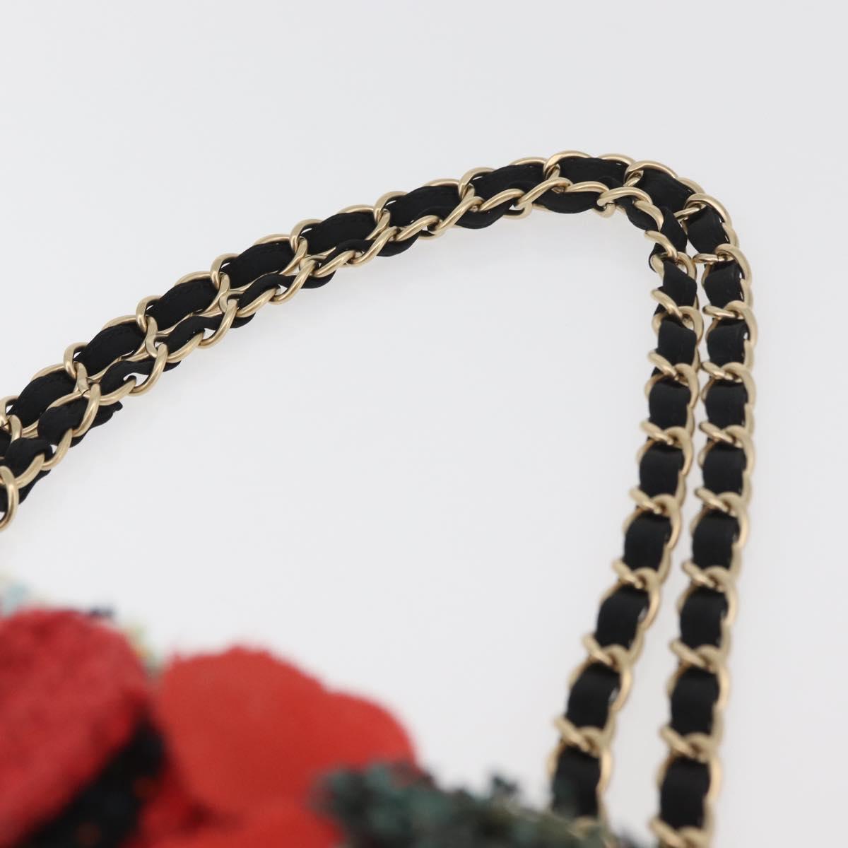 CHANEL Matelasse 25 Chain Shoulder Bag cotton Gold Black CC Auth LNZ255SM