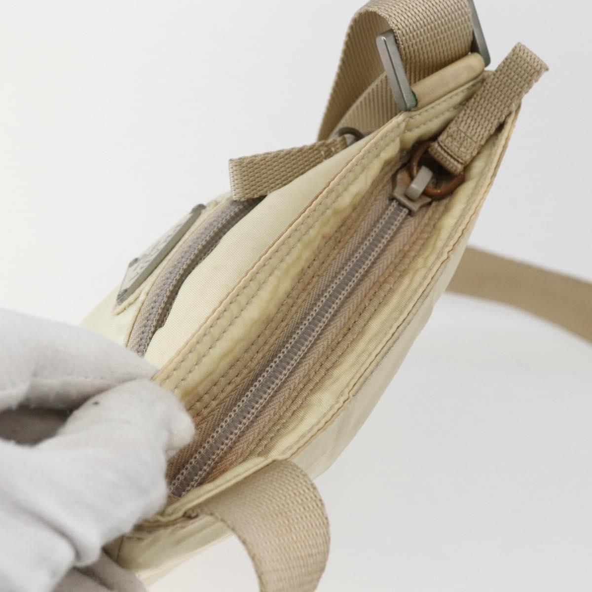 PRADA Shoulder Bag Nylon Ivory Silver Auth LNZ256