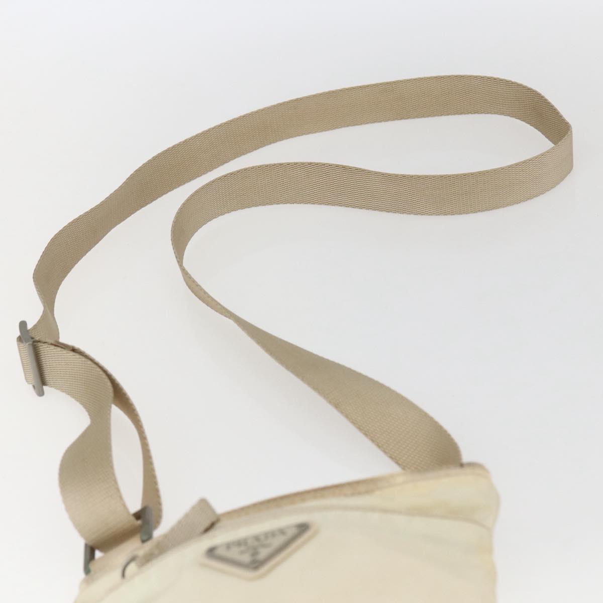 PRADA Shoulder Bag Nylon Ivory Silver Auth LNZ256