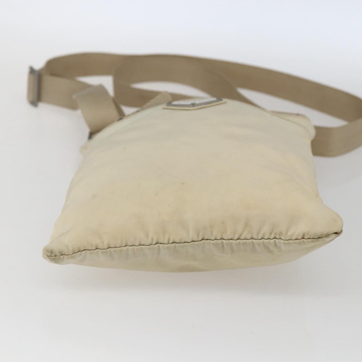 PRADA Shoulder Bag Nylon Ivory Silver Auth LNZ256