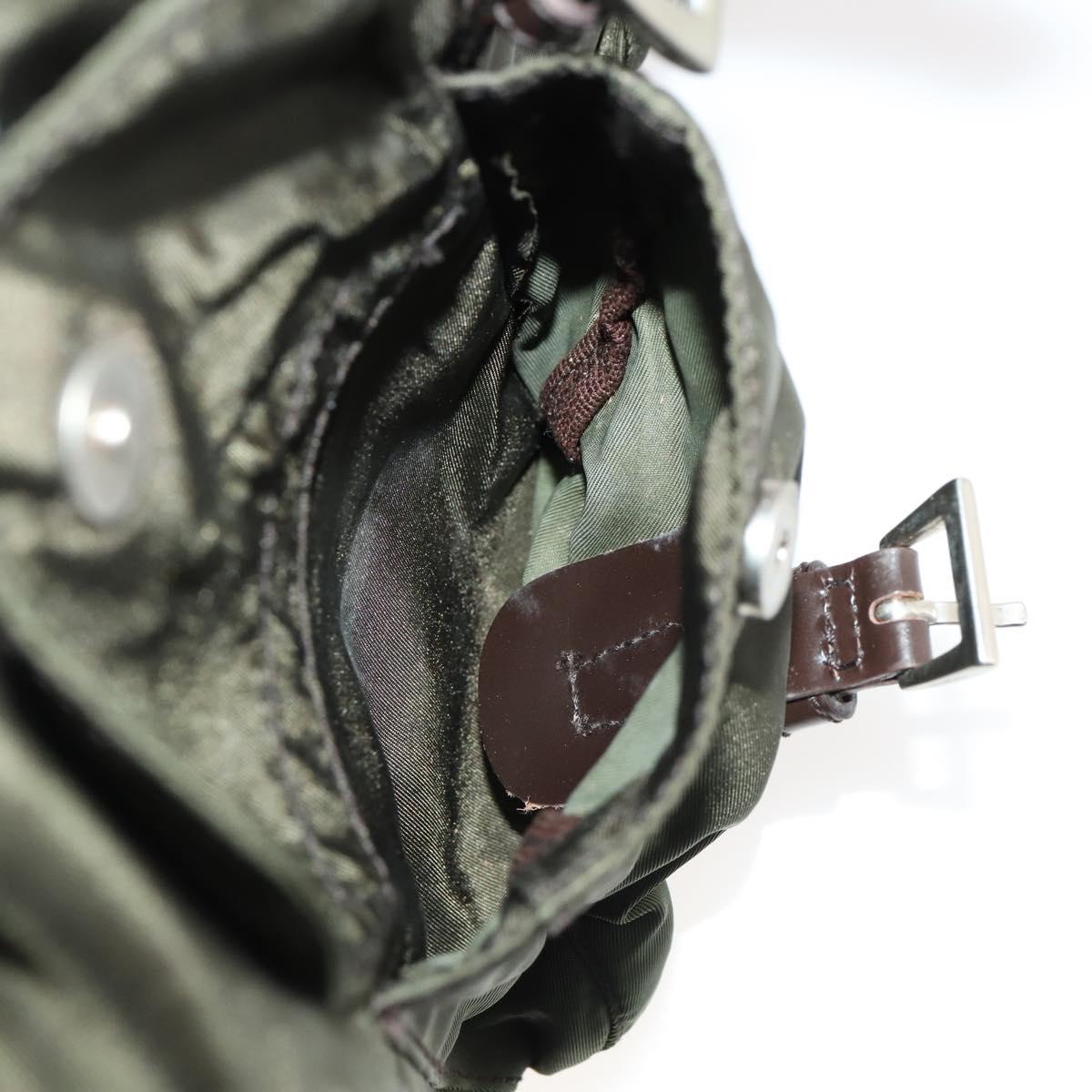 PRADA Backpack Nylon Khaki Silver Auth LNZ259