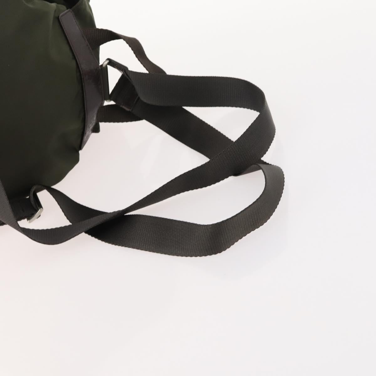 PRADA Backpack Nylon Khaki Silver Auth LNZ259