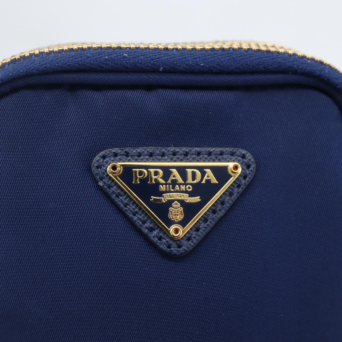 PRADA Shoulder Bag Nylon Blue Gold Auth LNZ265V