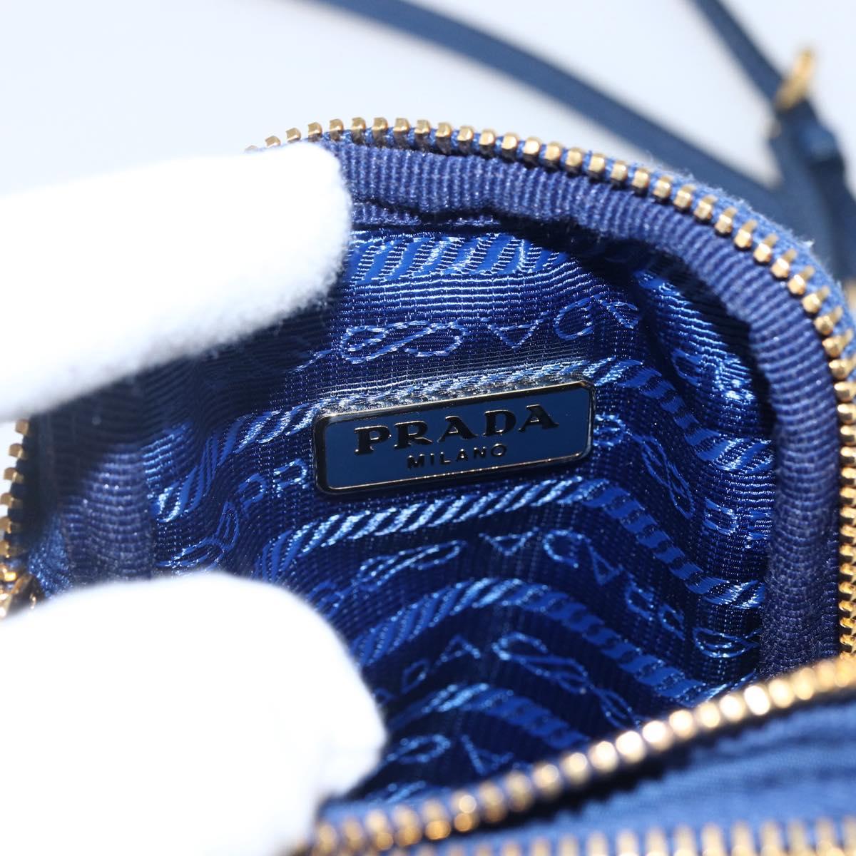 PRADA Shoulder Bag Nylon Blue Gold Auth LNZ265V