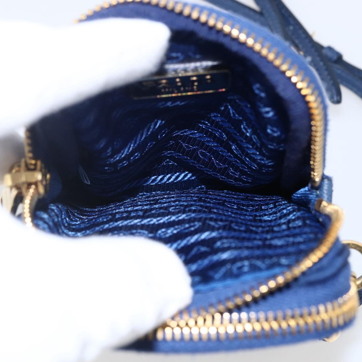 PRADA Shoulder Bag Nylon Blue Gold Auth LNZ265V