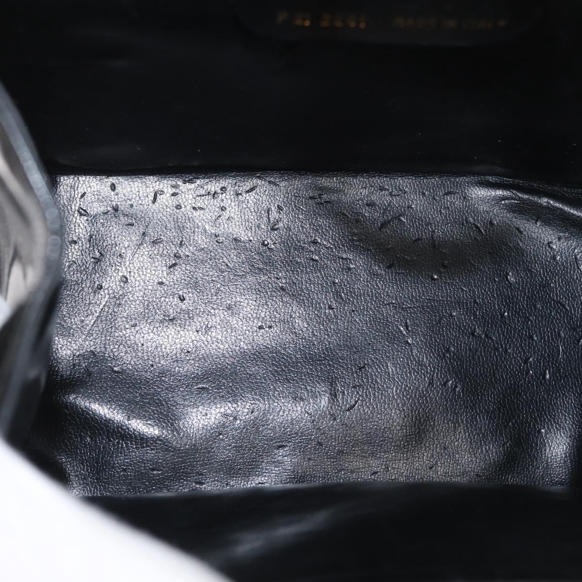 Salvatore Ferragamo Gancini Chain Bag Patent leather Black Gold Auth LNZ268