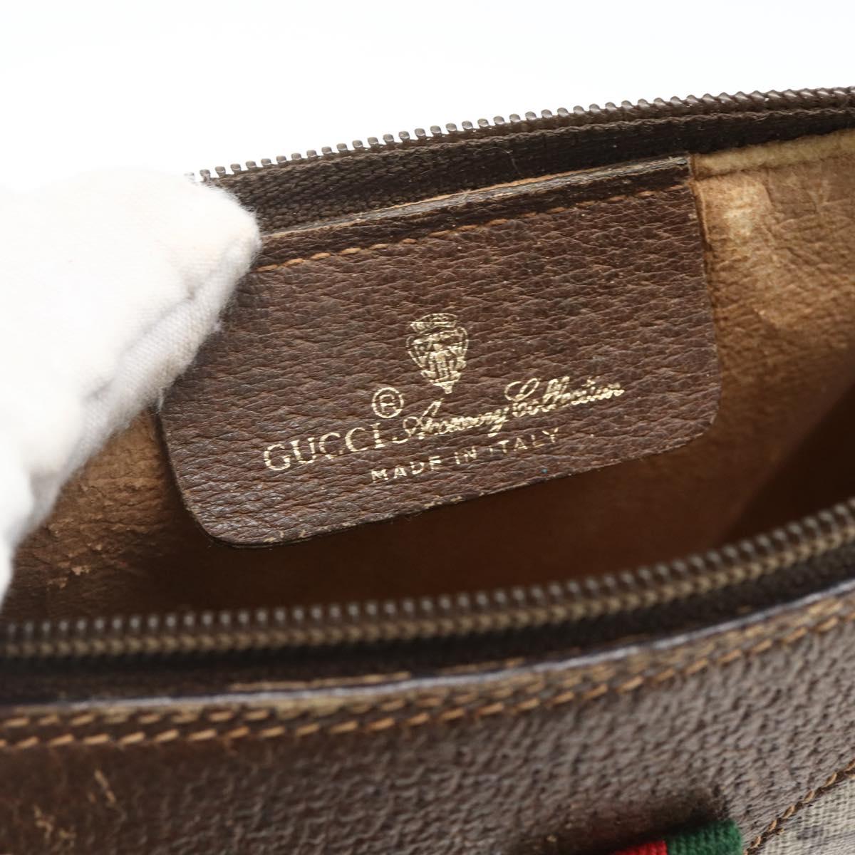 GUCCI GG Supreme Web Sherry Line Bag PVC Beige Gold 89 02 018 Auth LNZ269