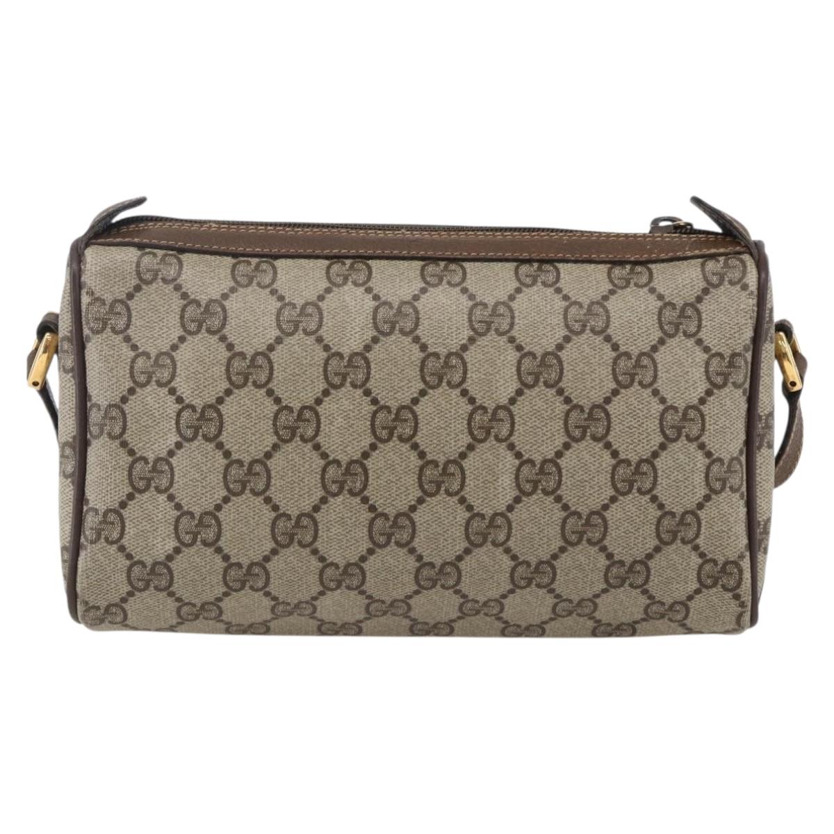 GUCCI GG Supreme Web Sherry Line Bag PVC Beige Gold 89 02 018 Auth LNZ269