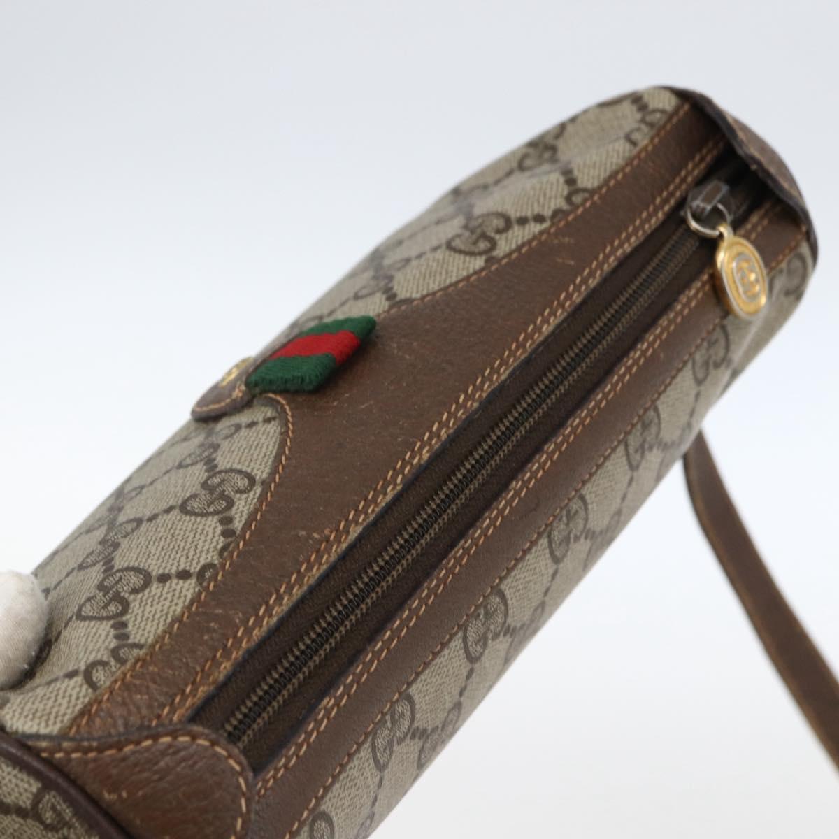 GUCCI GG Supreme Web Sherry Line Bag PVC Beige Gold 89 02 018 Auth LNZ269