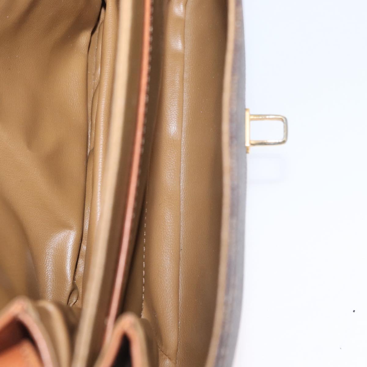 CELINE Macadam Canvas Shoulder Bag PVC Leather Brown Gold Auth LNZ270