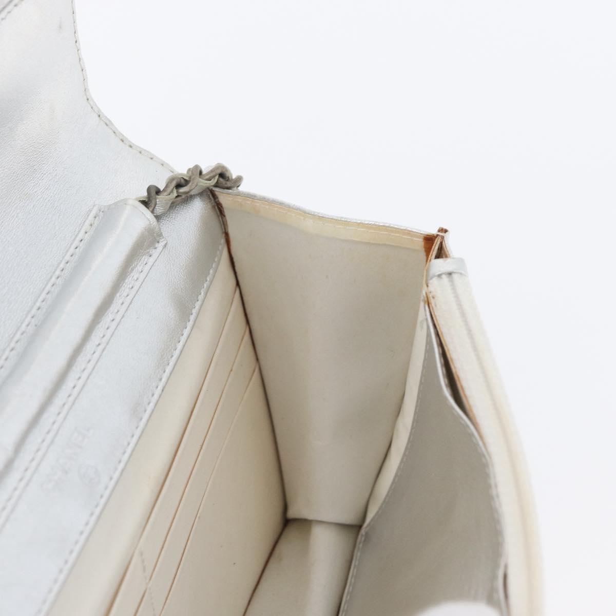 CHANEL New Travel Line Choco Bar Chain Shoulder Bag Nylon Silver CC Auth LNZ273A