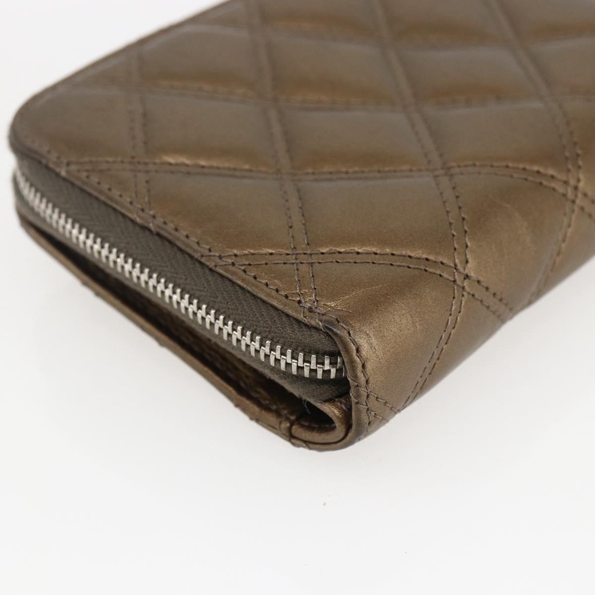 CHANEL Bicolore Long Wallet Leather Gold CC Auth LNZ276V