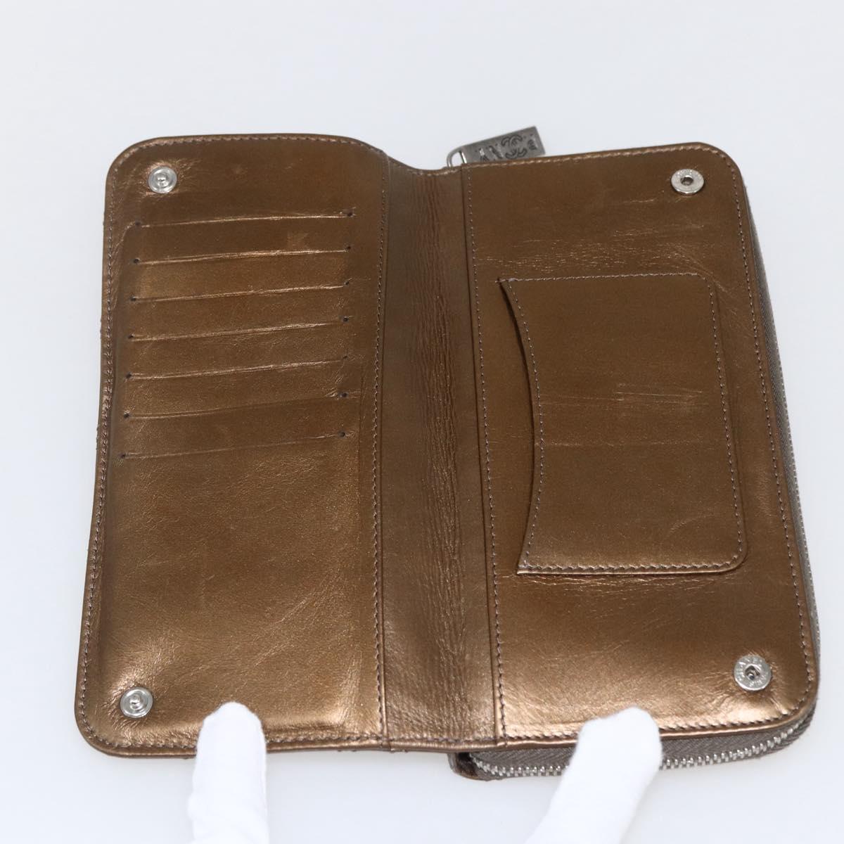 CHANEL Bicolore Long Wallet Leather Gold CC Auth LNZ276V