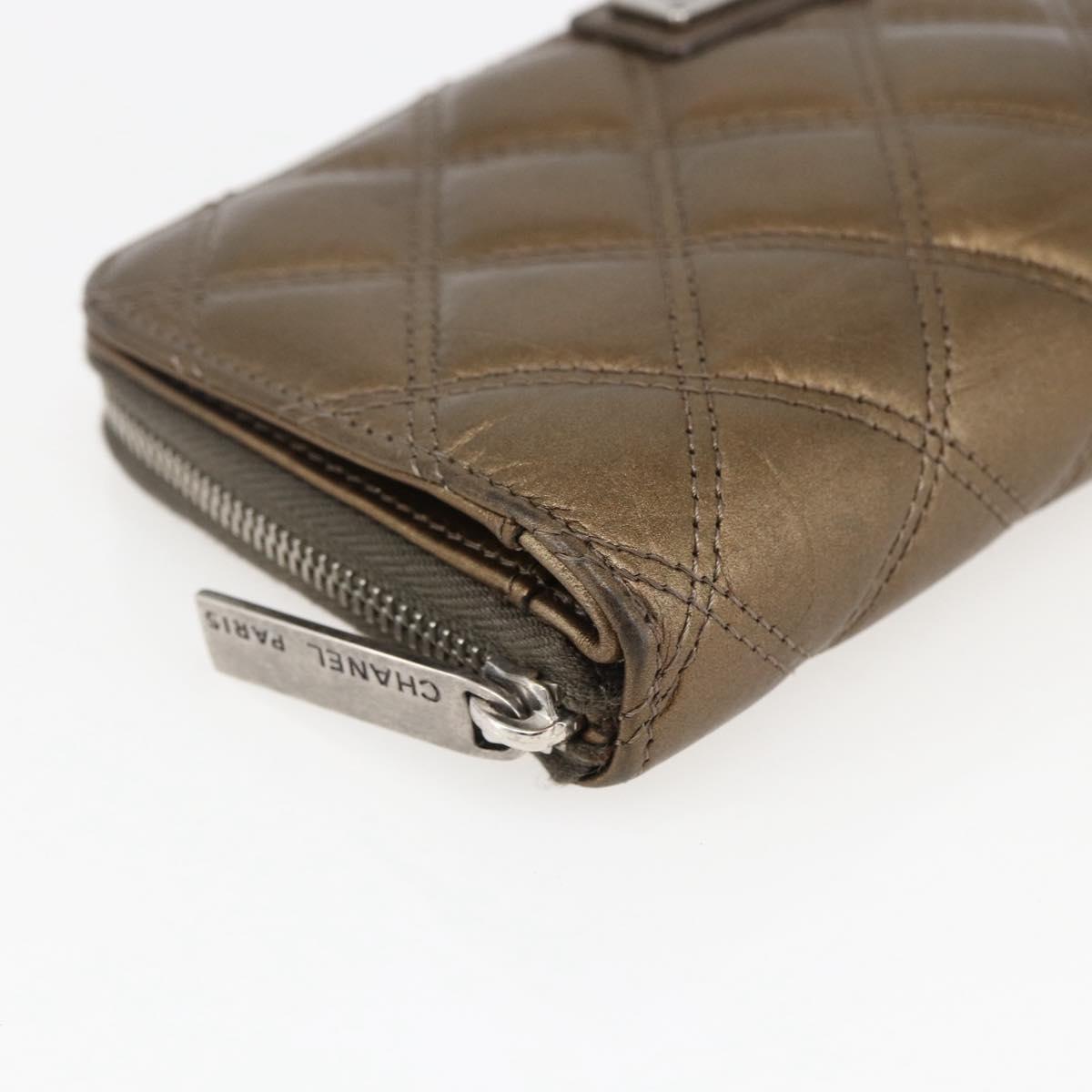 CHANEL Bicolore Long Wallet Leather Gold CC Auth LNZ276V