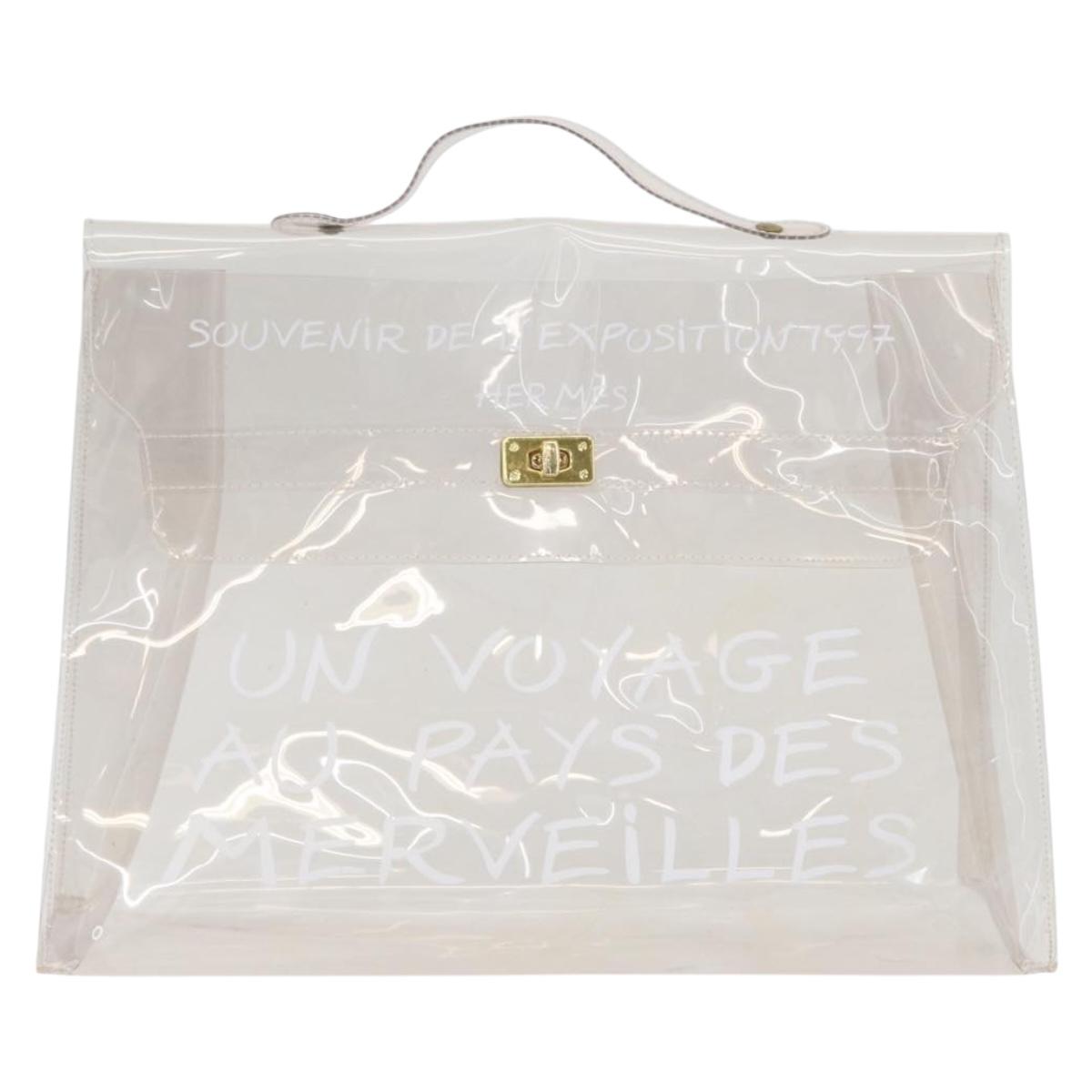 HERMES Vinyl Kelly Hand Bag Vinyl Clear Auth LNZ286