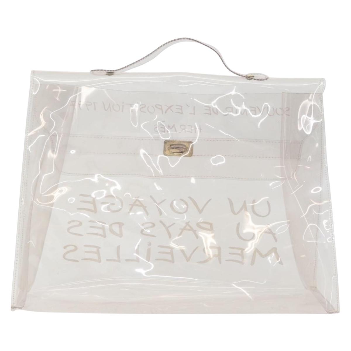 HERMES Vinyl Kelly Hand Bag Vinyl Clear Auth LNZ286