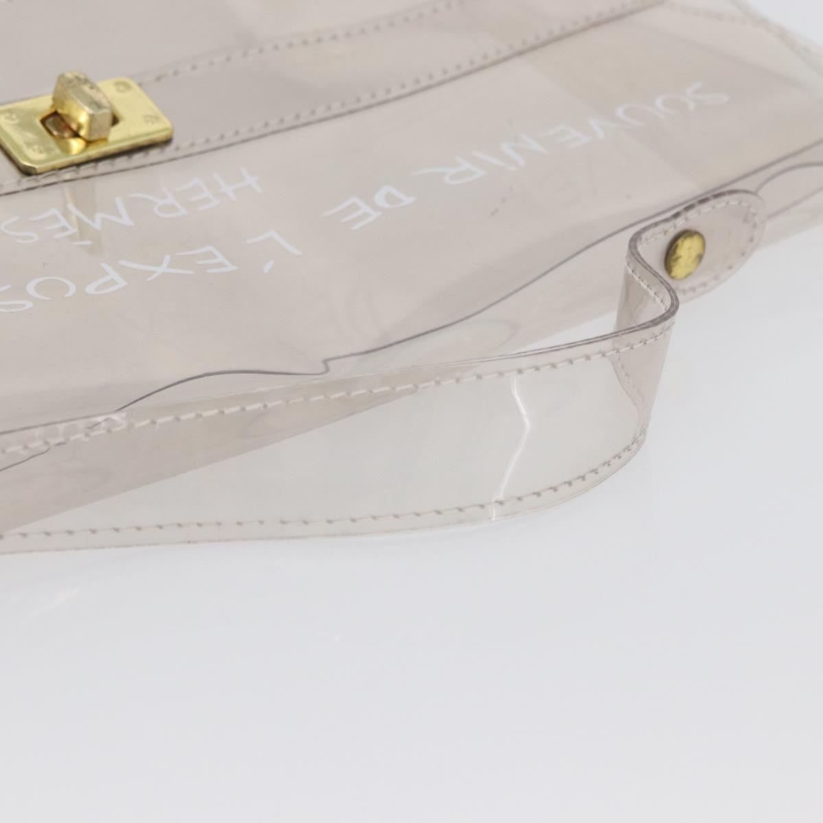 HERMES Vinyl Kelly Hand Bag Vinyl Clear Auth LNZ286