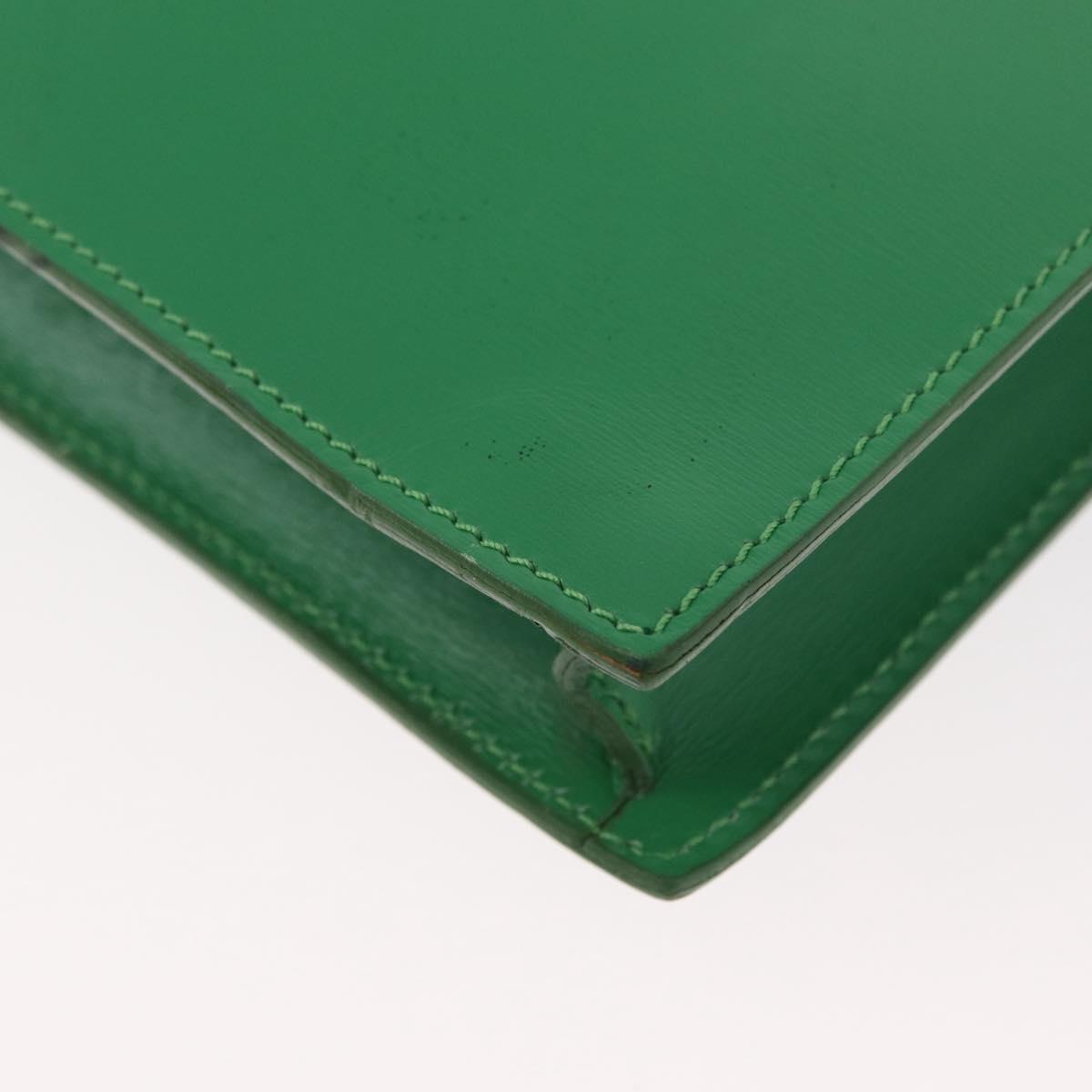 CELINE Circle Shoulder Bag Leather Green Gold Auth LNZ294V
