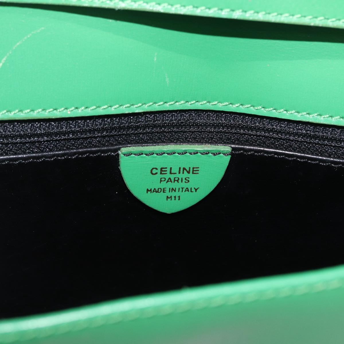 CELINE Circle Shoulder Bag Leather Green Gold Auth LNZ294V