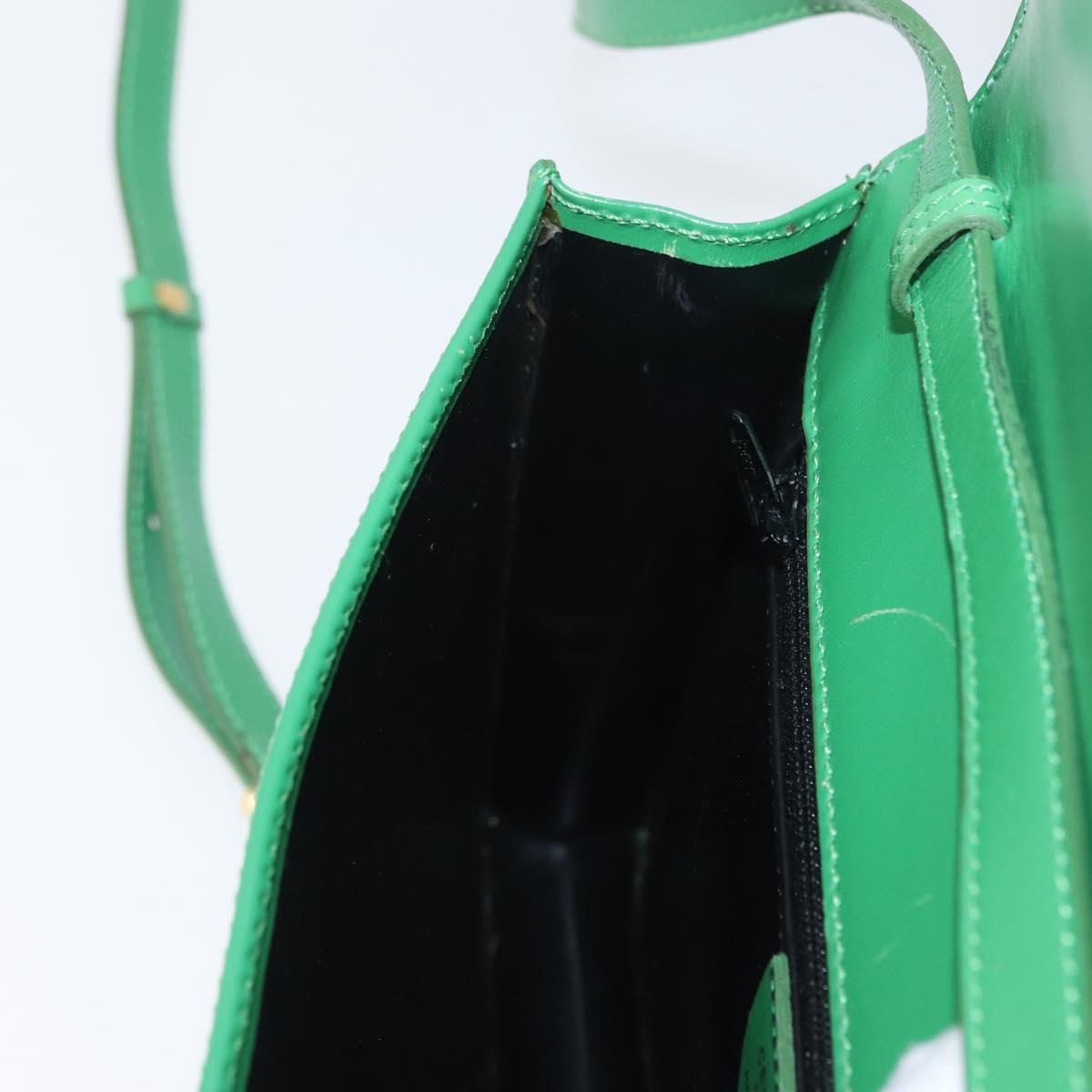 CELINE Circle Shoulder Bag Leather Green Gold Auth LNZ294V