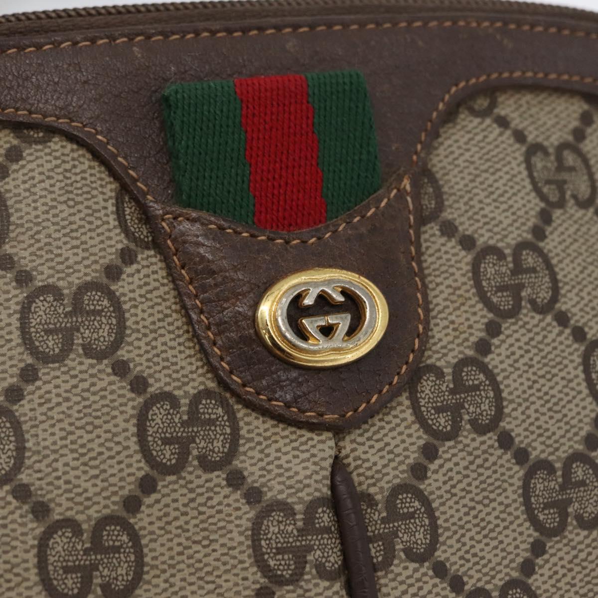 GUCCI GG Supreme Web Sherry Line Bag PVC Beige Gold 904 02 047 Auth LNZ296