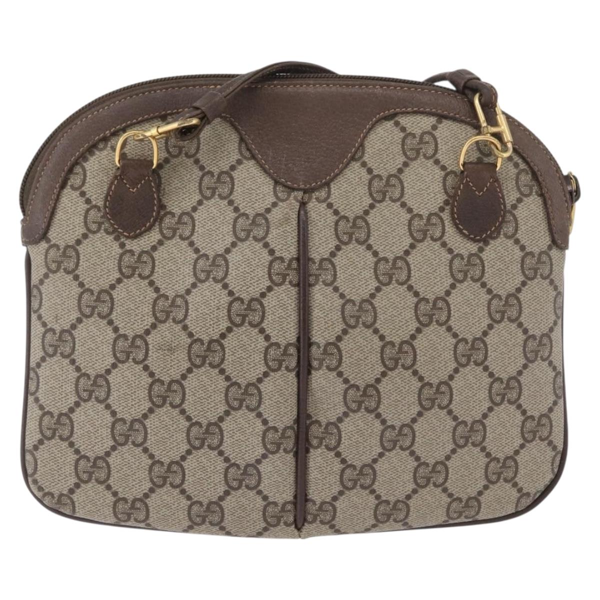 GUCCI GG Supreme Web Sherry Line Bag PVC Beige Gold 904 02 047 Auth LNZ296