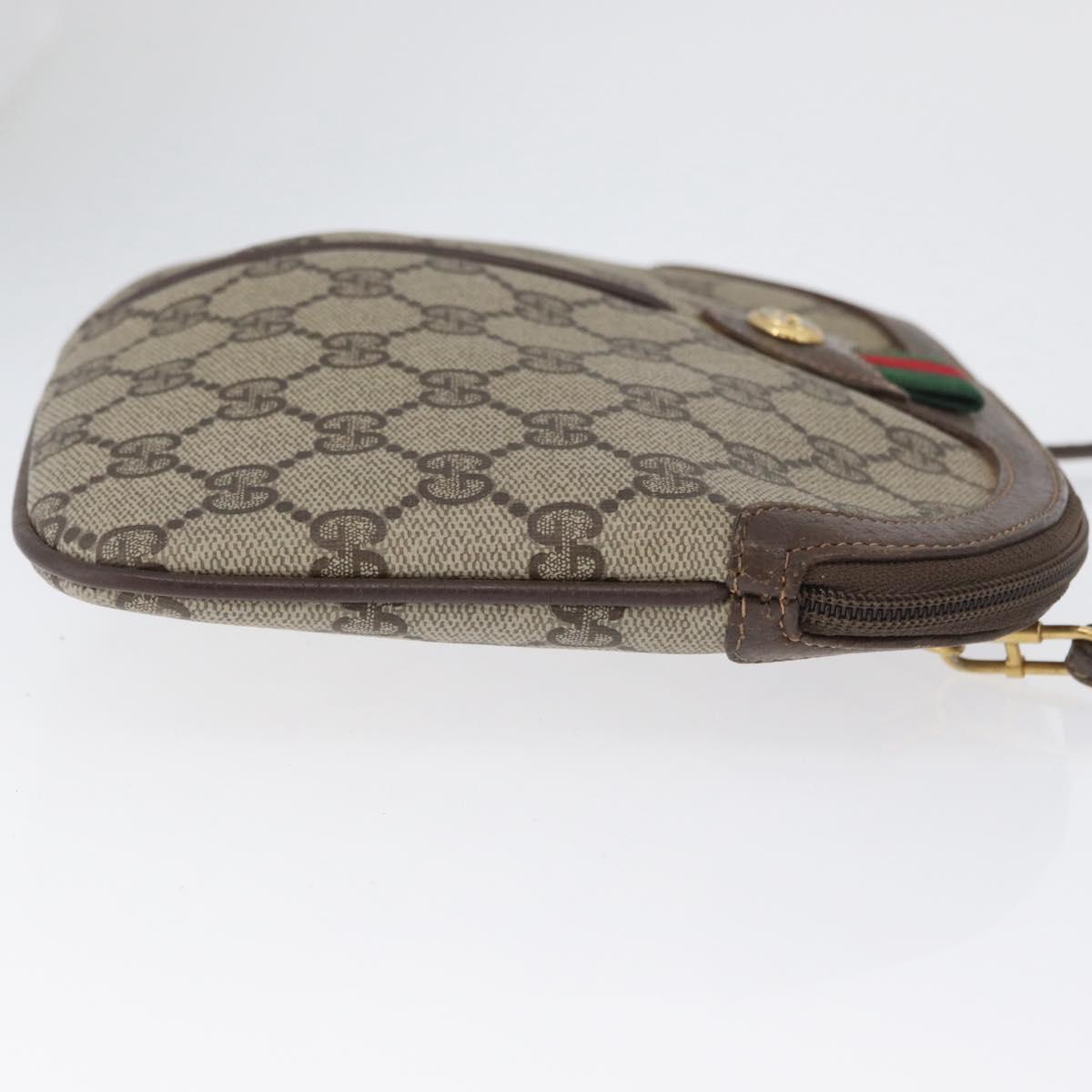 GUCCI GG Supreme Web Sherry Line Bag PVC Beige Gold 904 02 047 Auth LNZ296