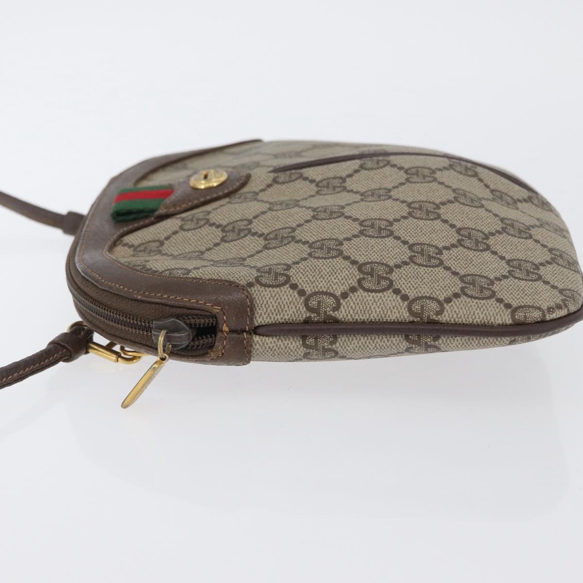 GUCCI GG Supreme Web Sherry Line Bag PVC Beige Gold 904 02 047 Auth LNZ296