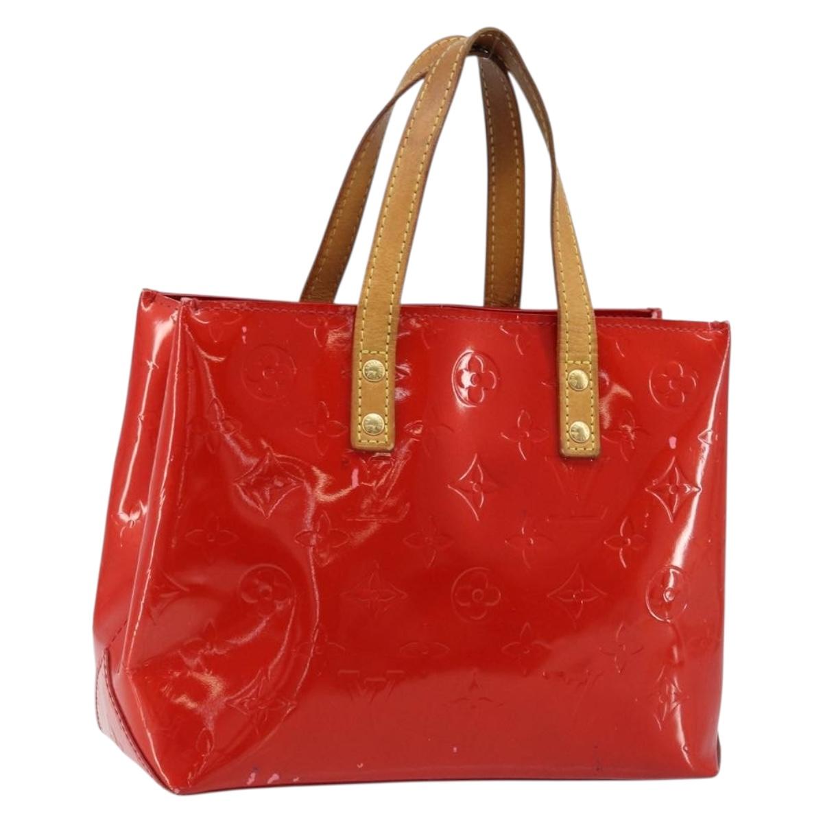 LOUIS VUITTON Monogram Vernis Reade PM Hand Bag Red Rouge M91088 LV Auth LNZ297