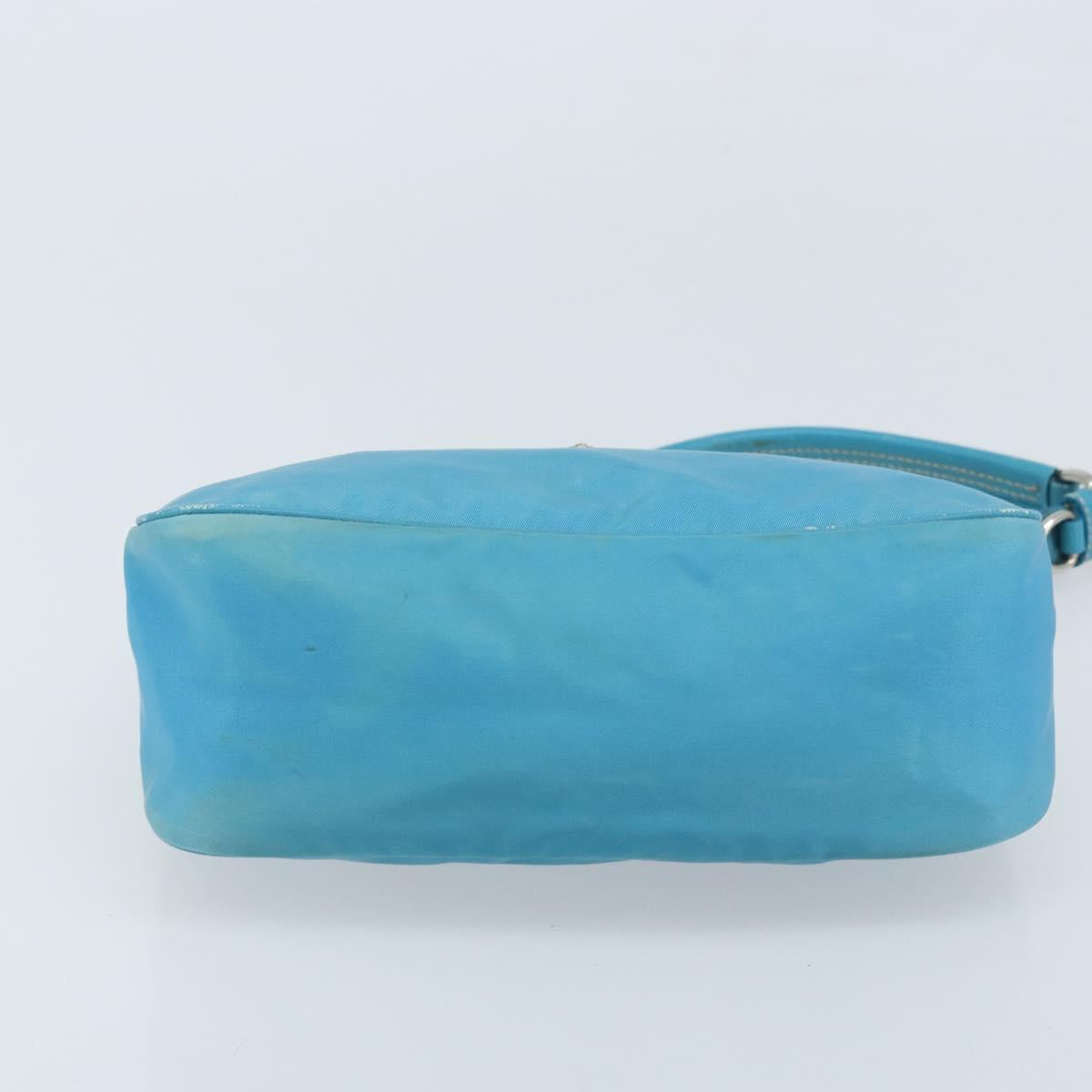 PRADA Shoulder Bag Nylon Light Blue Silver Auth LNZ298