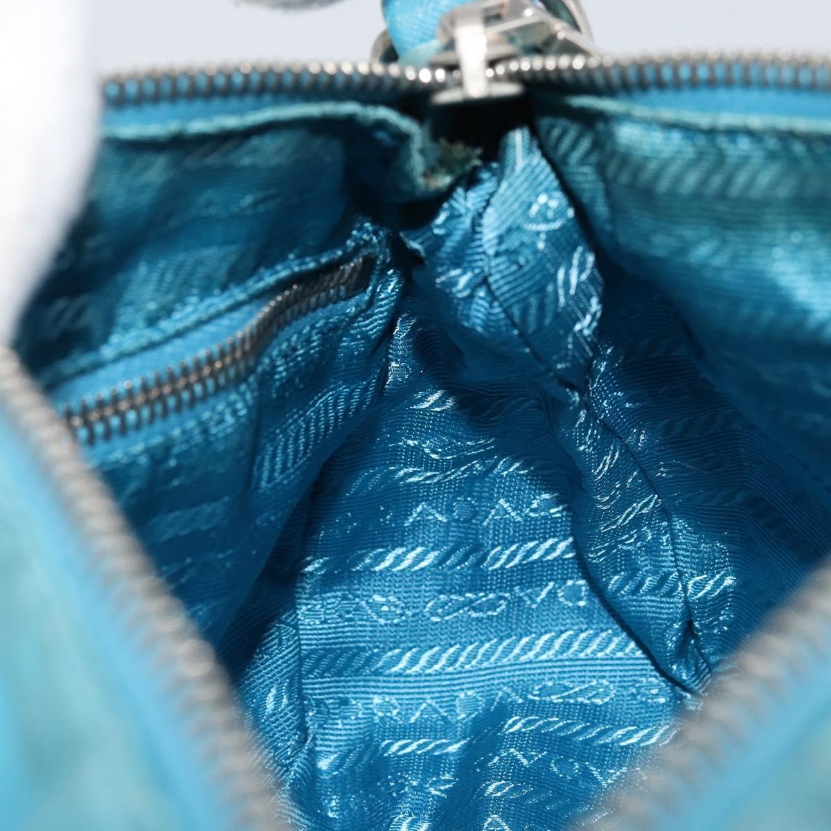 PRADA Shoulder Bag Nylon Light Blue Silver Auth LNZ298