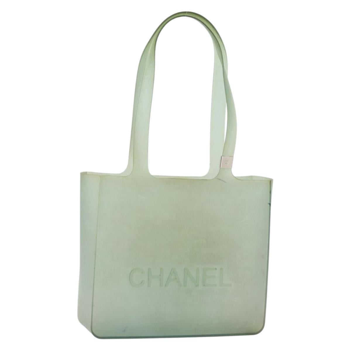 CHANEL Tote Bag Rubber Green CC Auth LNZ300