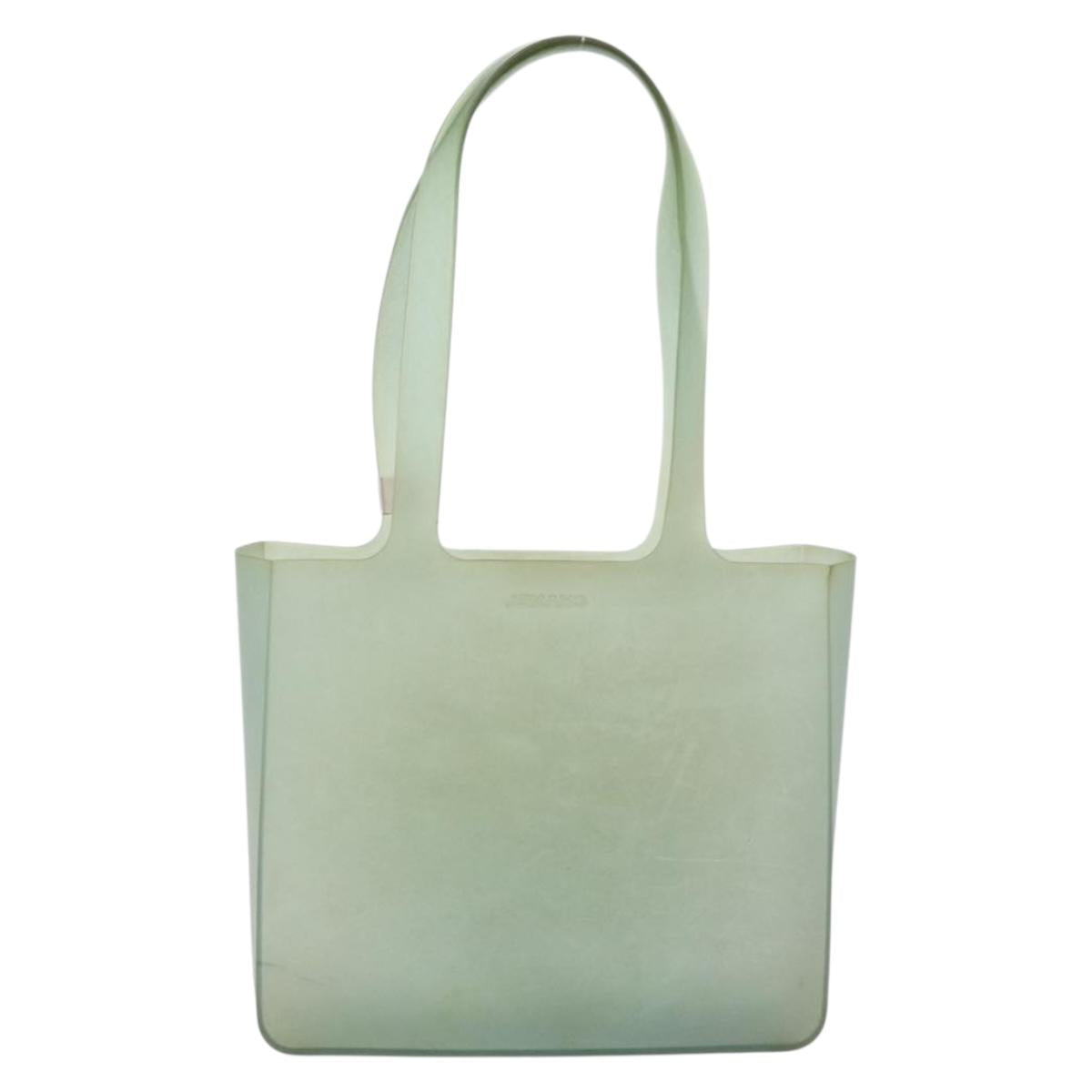 CHANEL Tote Bag Rubber Green CC Auth LNZ300