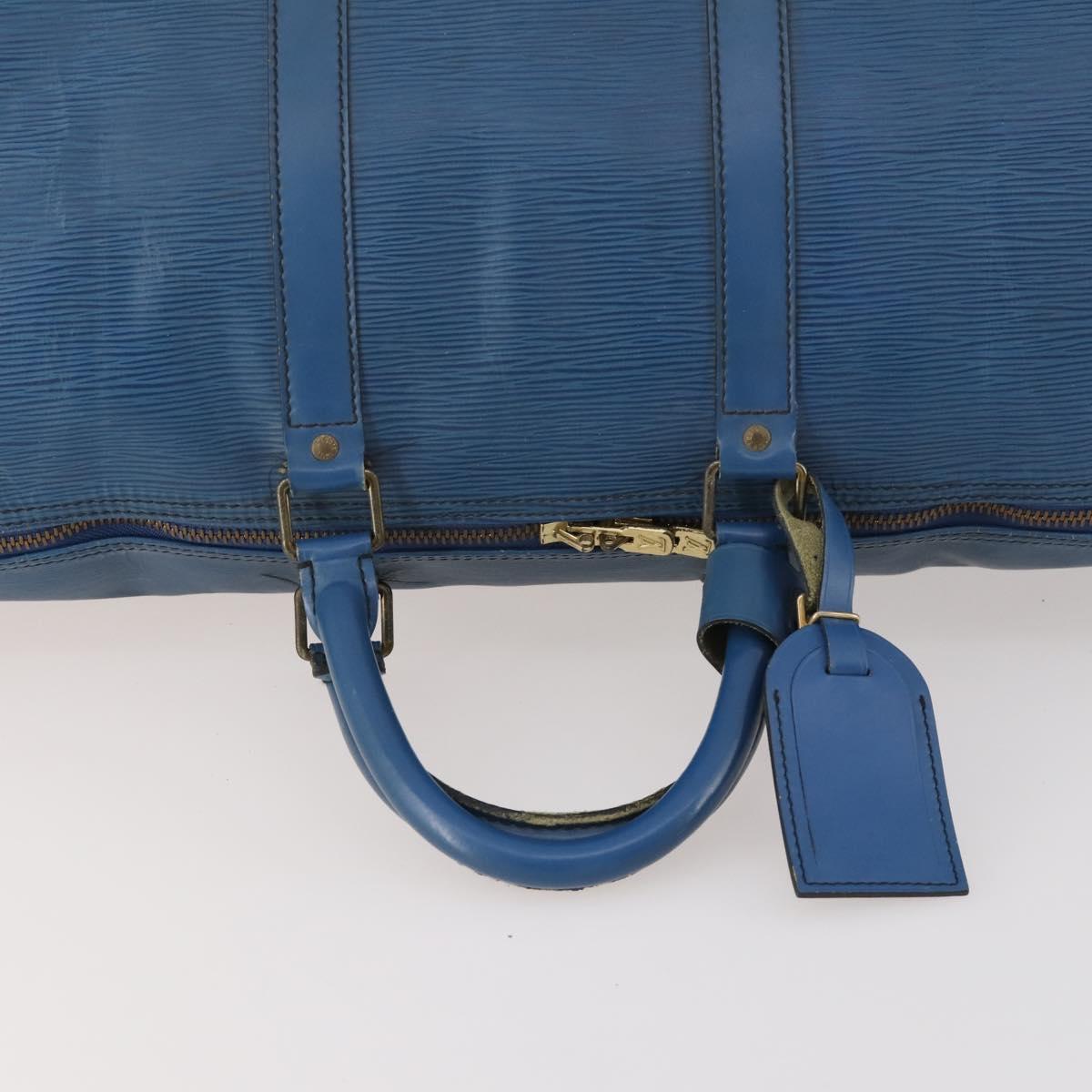 LOUIS VUITTON Epi Keepall 50 Boston Bag Blue M42965 LV Auth LNZ303