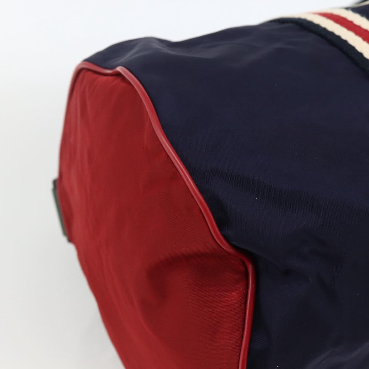 GUCCI Sherry Line Hand Bag Nylon 2way Navy Red 189657 Auth LNZ304