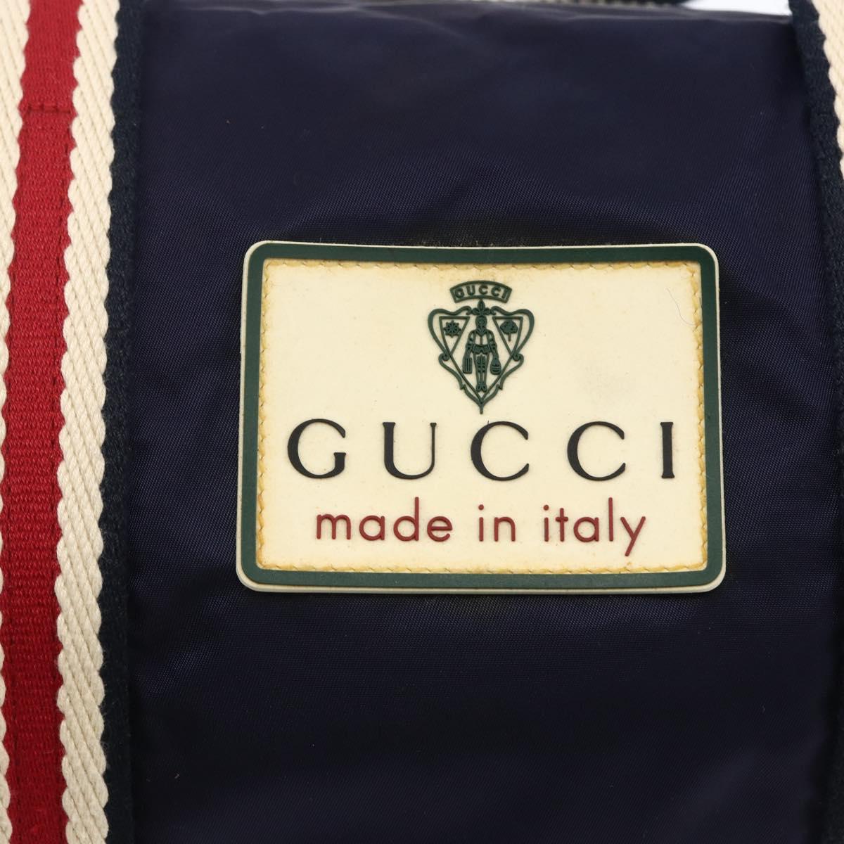 GUCCI Sherry Line Hand Bag Nylon 2way Navy Red 189657 Auth LNZ304