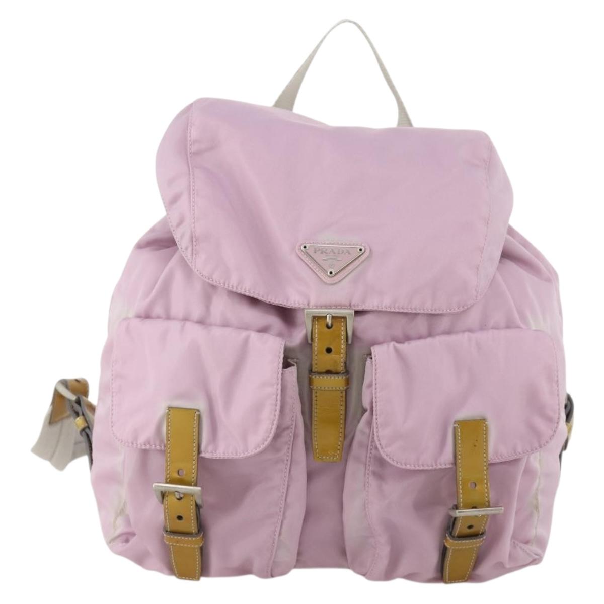 PRADA Backpack Nylon Pink Silver Auth LNZ309