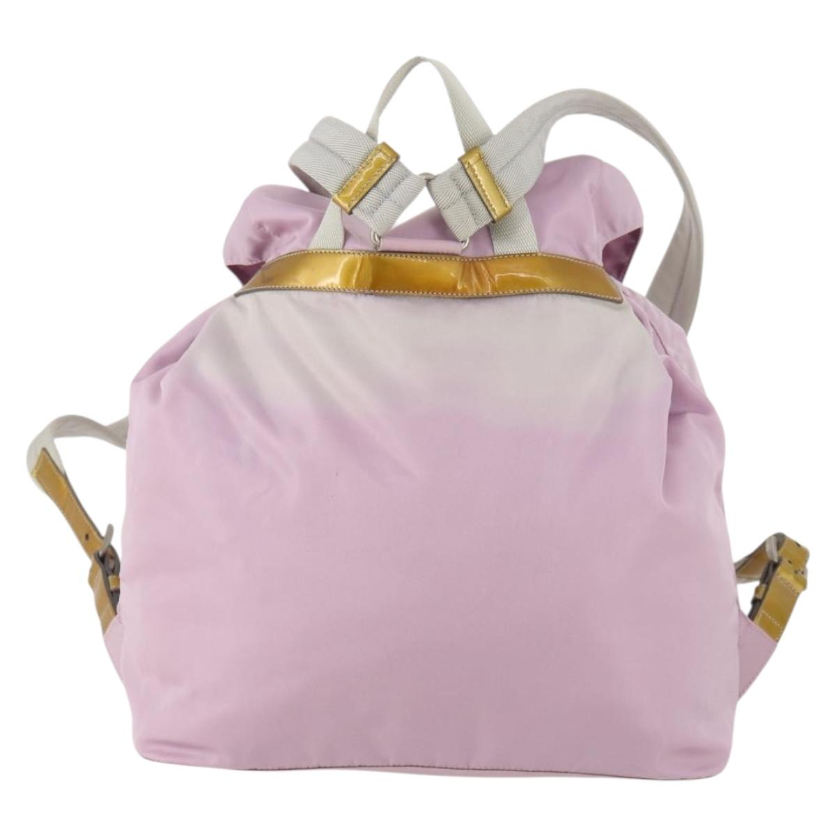 PRADA Backpack Nylon Pink Silver Auth LNZ309