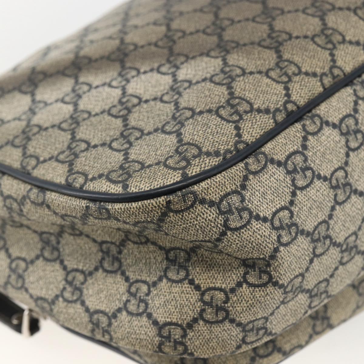 GUCCI GG Supreme Shoulder Bag PVC Navy Silver 246881 Auth LNZ310