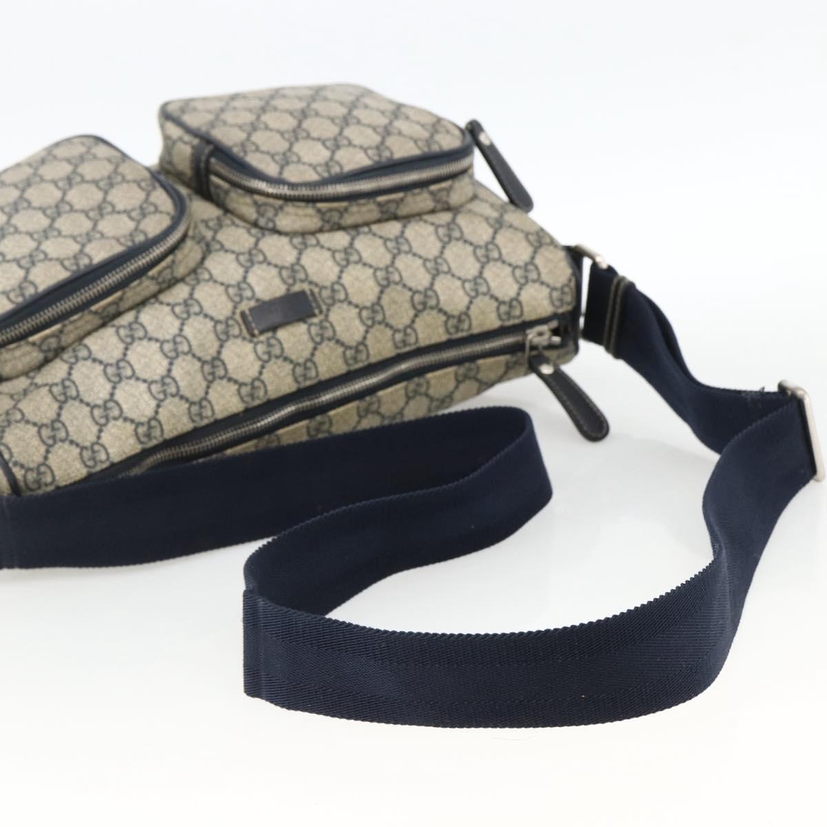 GUCCI GG Supreme Shoulder Bag PVC Navy Silver 246881 Auth LNZ310