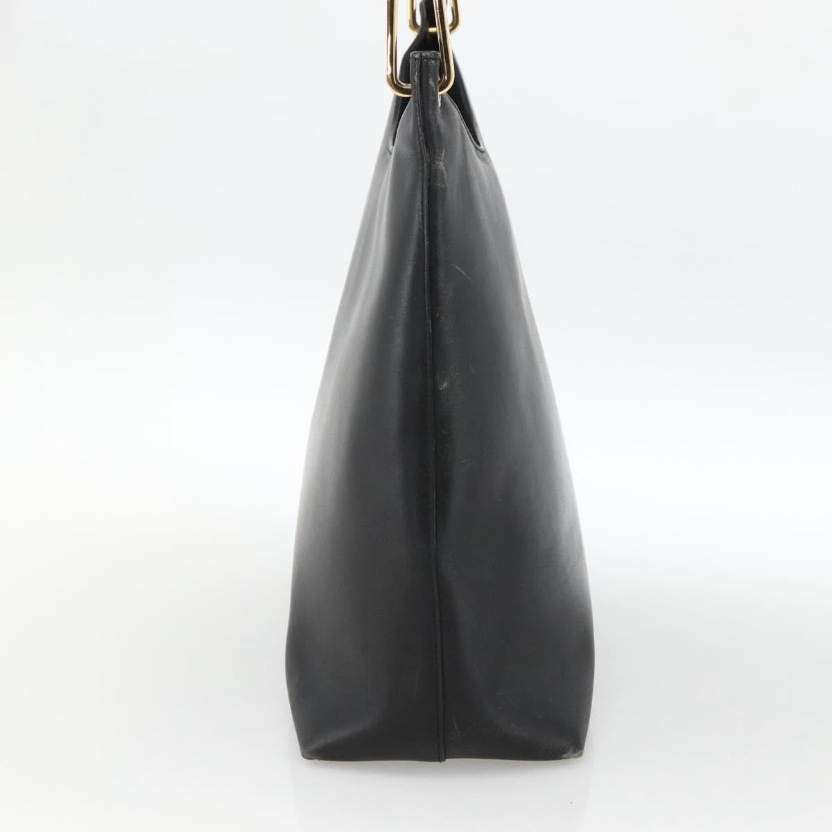 GUCCI Bamboo Shoulder Bag Leather Black Gold 001 3006 Auth LNZ326