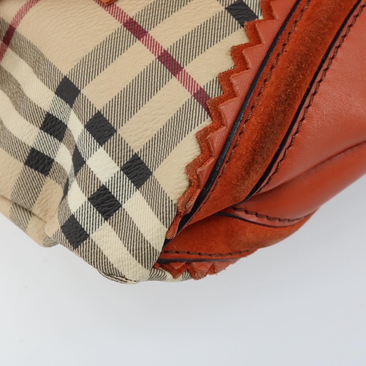 BURBERRY Nova Check Shoulder Bag PVC Beige Gold Auth LNZ329A