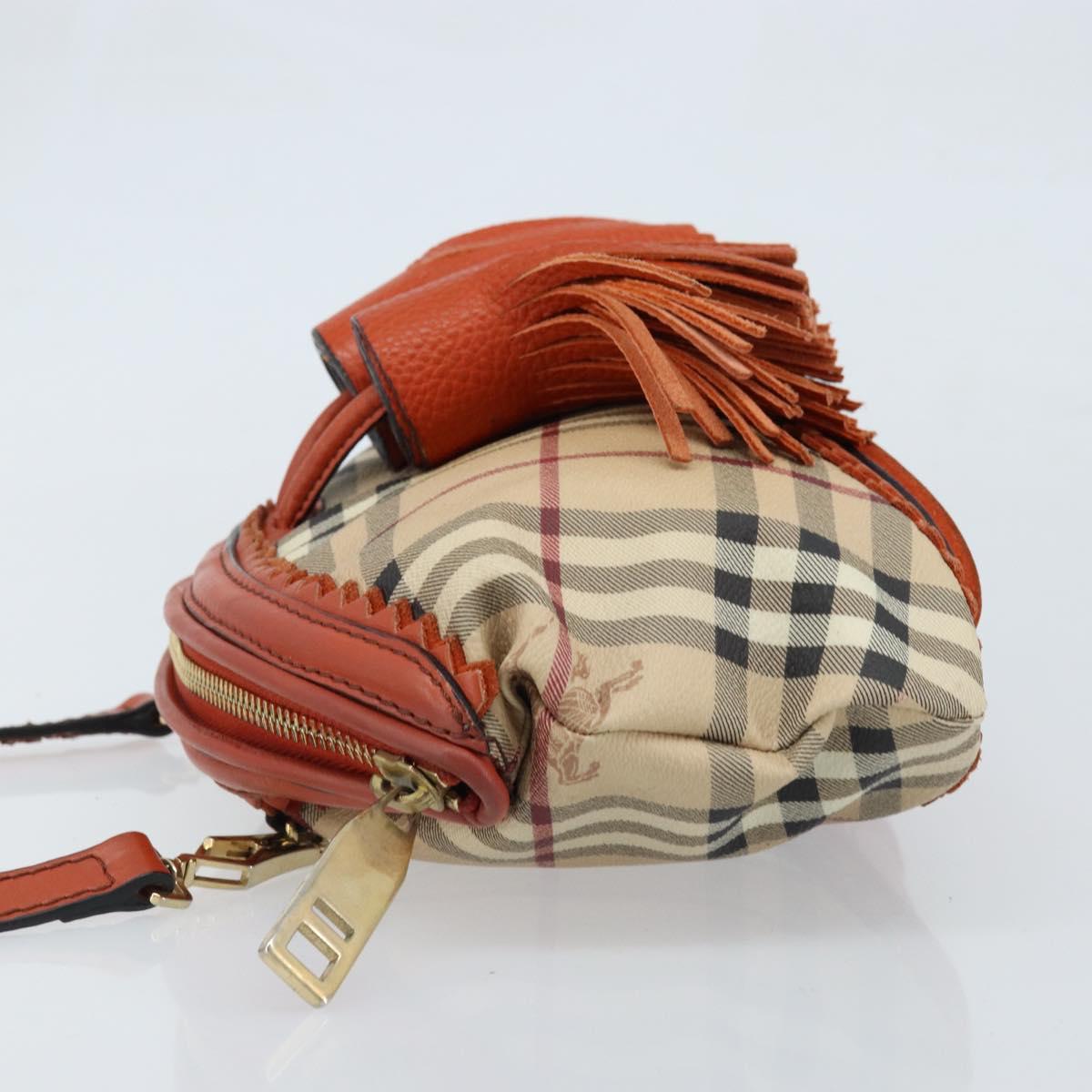 BURBERRY Nova Check Shoulder Bag PVC Beige Gold Auth LNZ329A