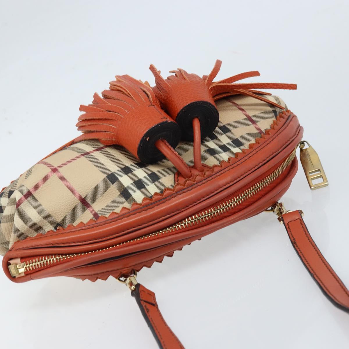 BURBERRY Nova Check Shoulder Bag PVC Beige Gold Auth LNZ329A