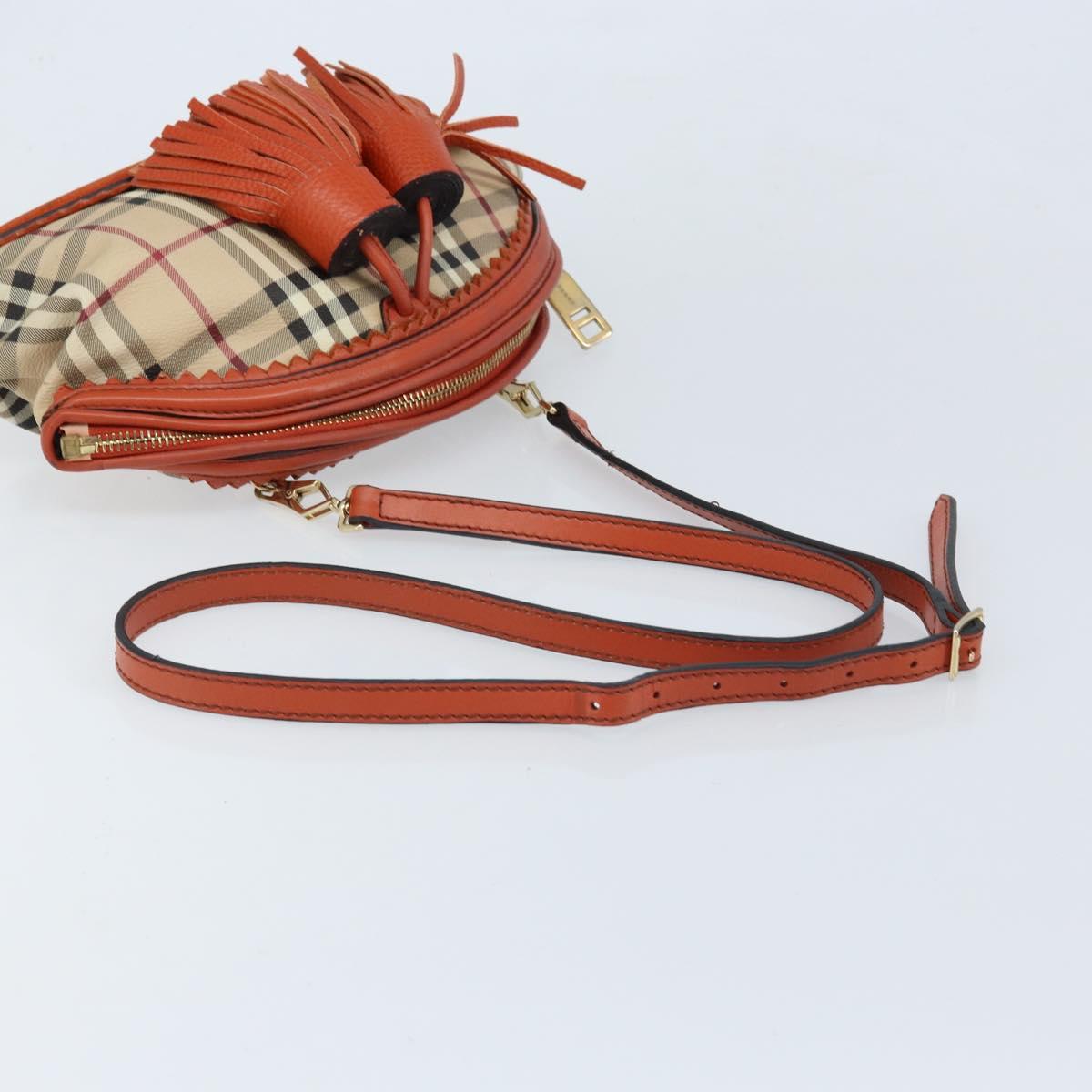 BURBERRY Nova Check Shoulder Bag PVC Beige Gold Auth LNZ329A