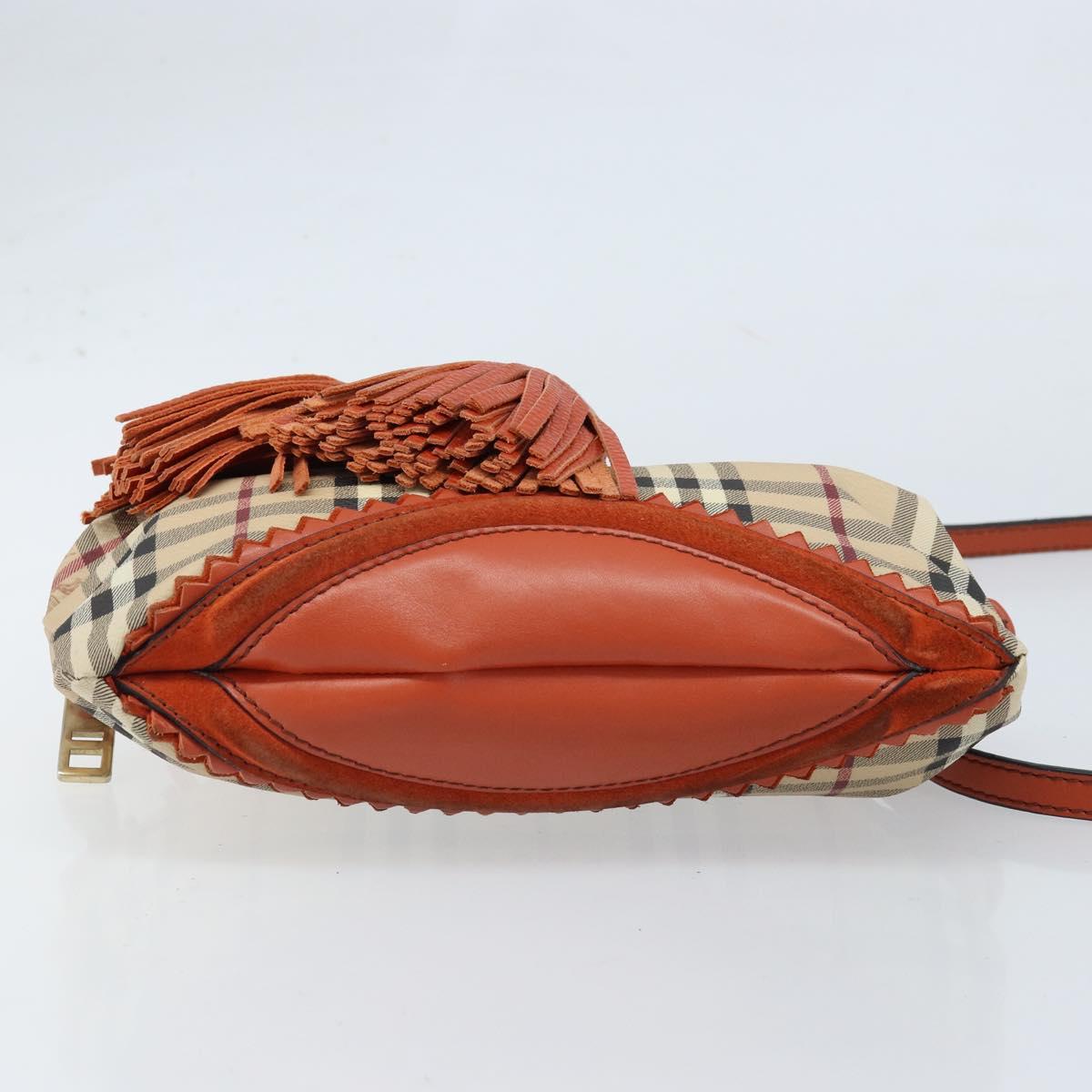 BURBERRY Nova Check Shoulder Bag PVC Beige Gold Auth LNZ329A