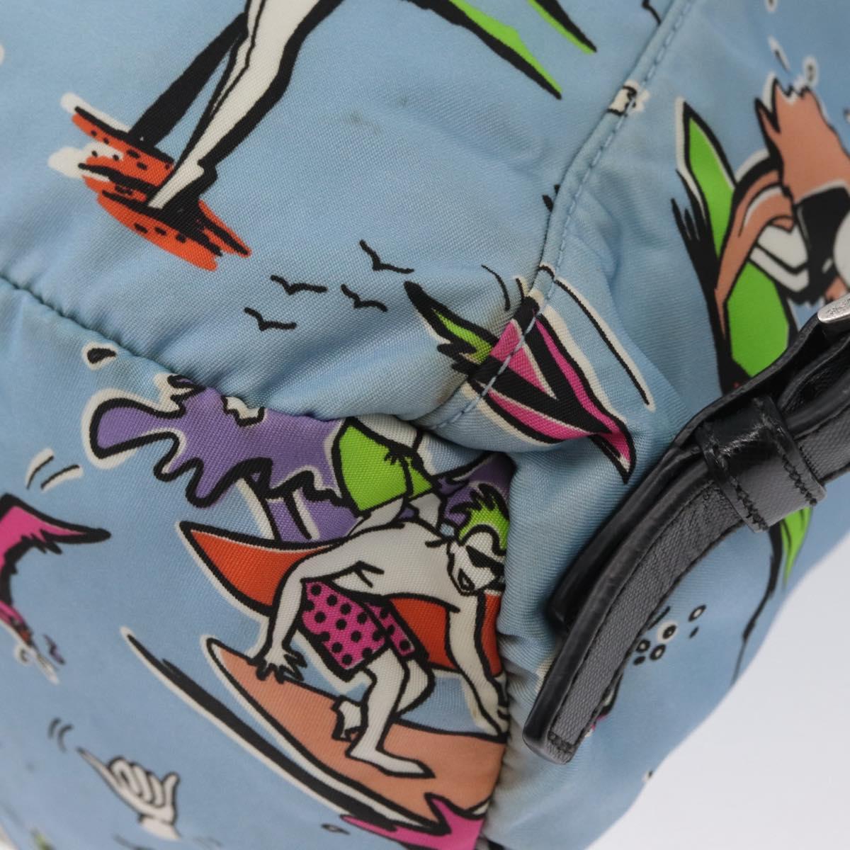 PRADA Backpack Nylon Light Blue Silver Auth LNZ330