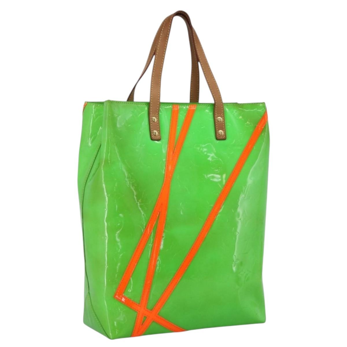 LOUIS VUITTON Monogram Vernis Fluo Reade MM Tote Bag Veil M91901 LV Auth LNZ334V