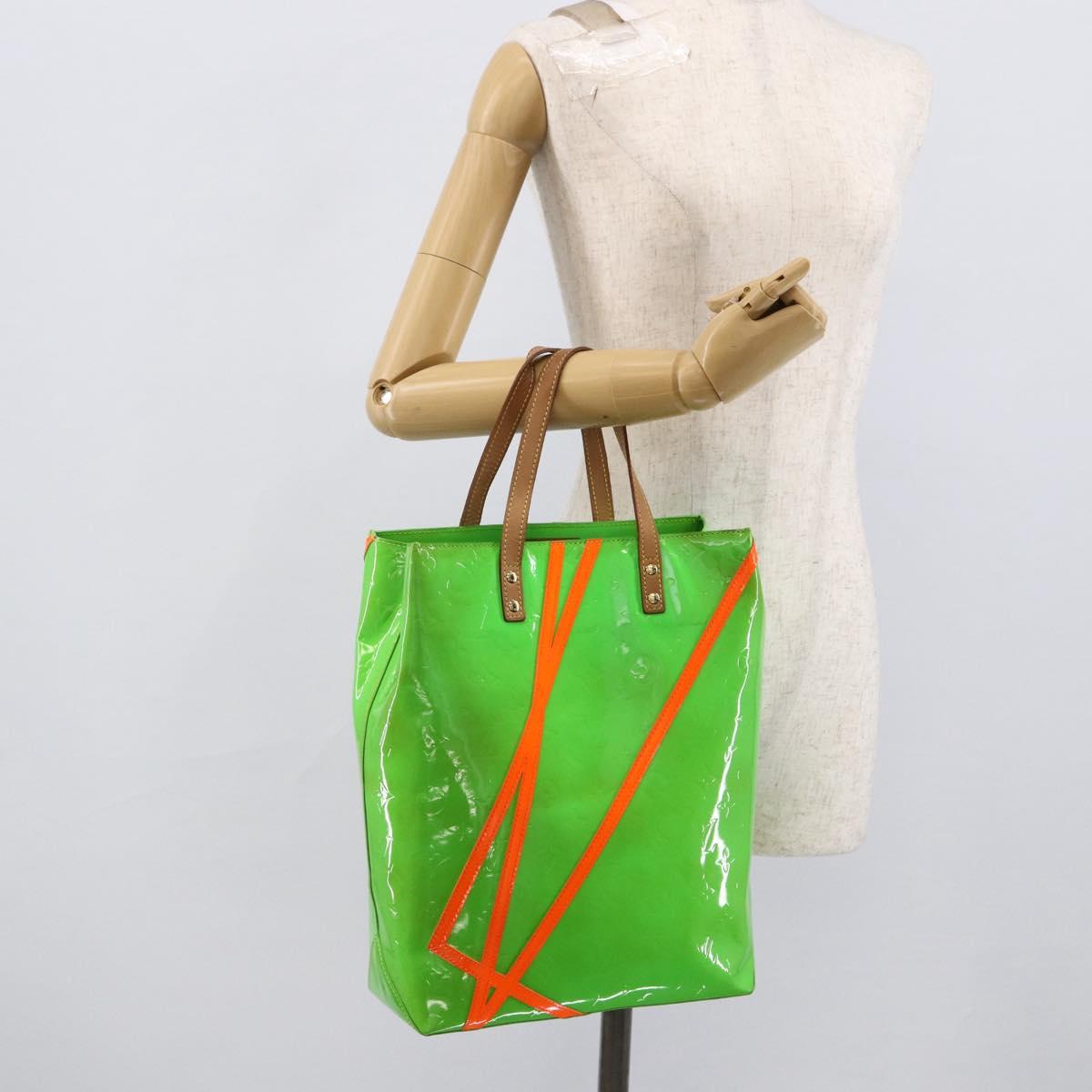 LOUIS VUITTON Monogram Vernis Fluo Reade MM Tote Bag Veil M91901 LV Auth LNZ334V